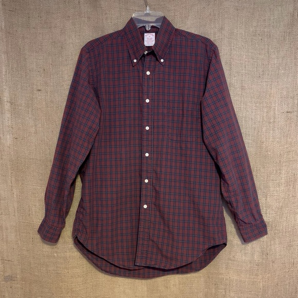 BROOKS BROTHERS Mens Button Down Shirt Plaid M - Picture 2 of 7